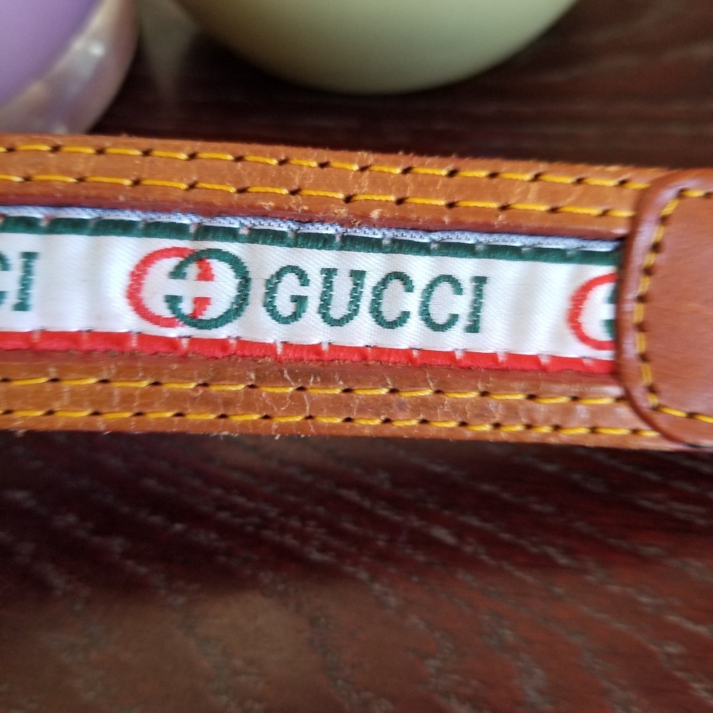 Vintage Rare Gucci Accessory Collection leather canvas belt small - Picture 8 of 8